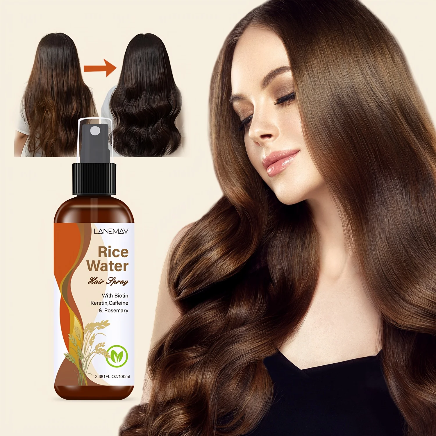 Hair Care Vitamin - Rijstwater haarspray - met biotine, keratine,