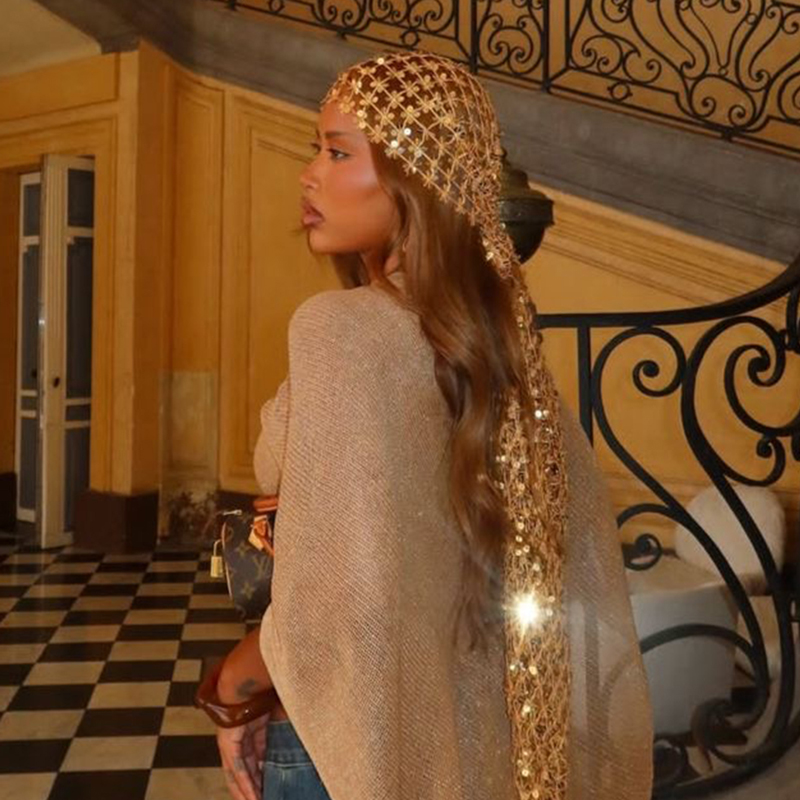Boho Sequin Mesh Hoofddoek Gou - Hair Net Invisible recensie en prijs