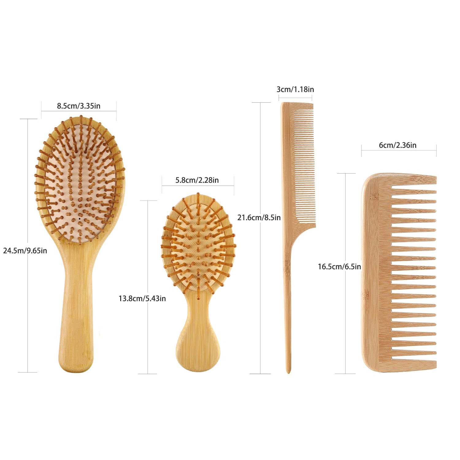 Bamboe haarborstel- en kamset  - Detangling Wide Comb recensie en prijs